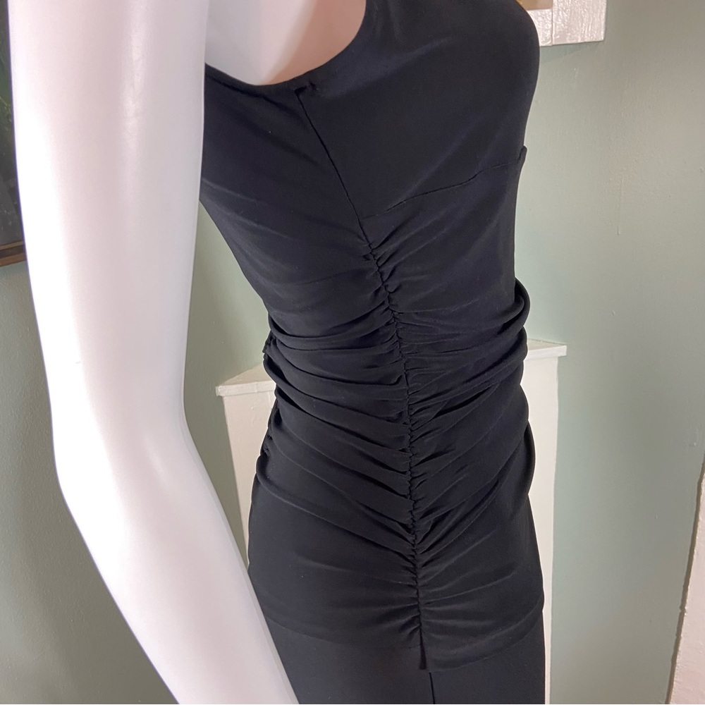 Norma Kamali KamaliKulture Black Sleeveless Shirred Ruched Wide Leg Jumpsuit S - Picture 7 of 14